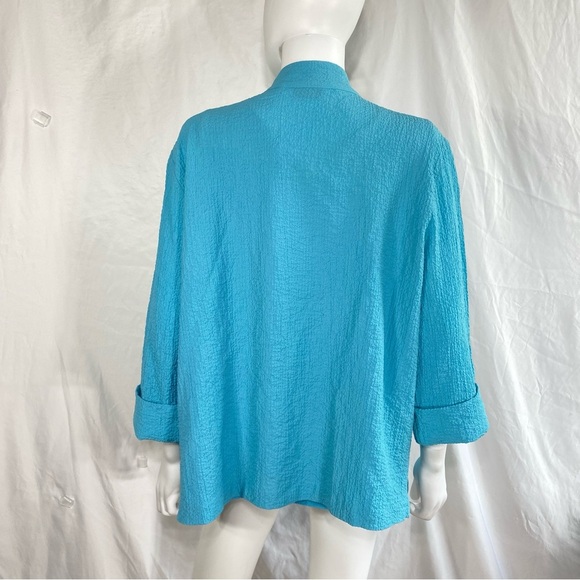 Draper’s & Damon’s 2pc Cyan Blue Crinkle Texture Blouse Set - Picture 8 of 8